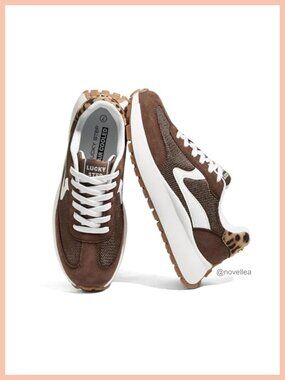 Platform Sneakers Chunky Lace-Up Retro Walking Shoes PU Leather Suede